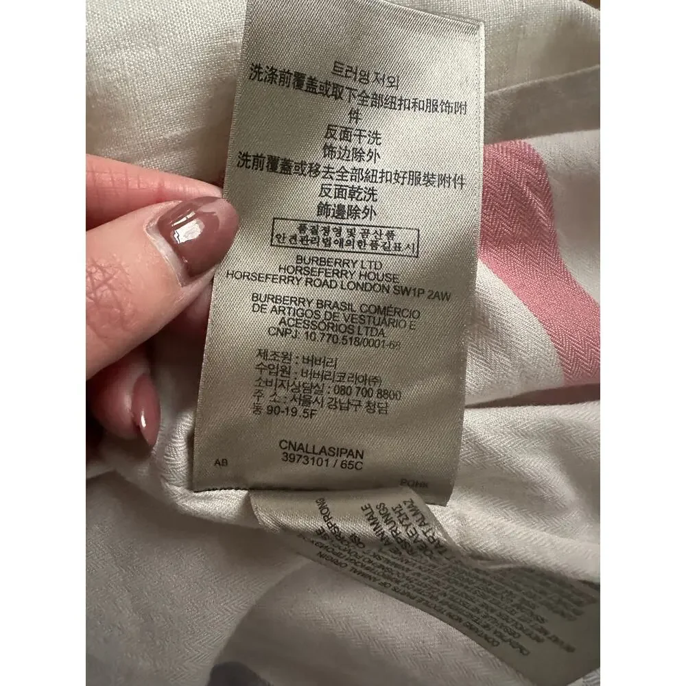 Burberry Brit Patchford Parchment Linen Moto Biker Full Zip Belted Jacket Size 4 - Picture 13 of 14